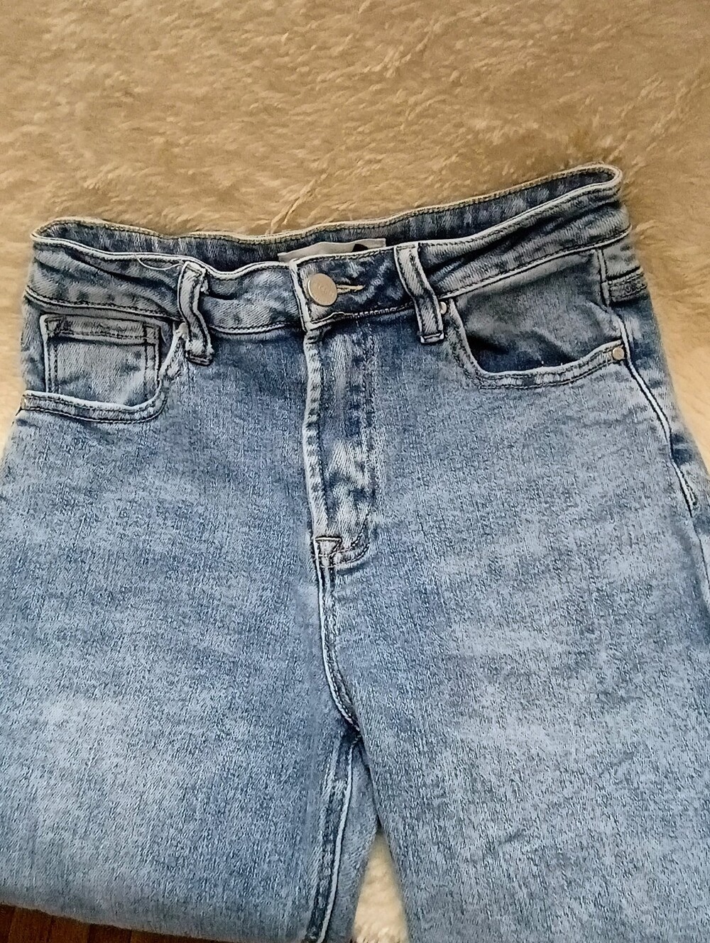 Risen High Rise Distressed Side Slit Acid Wash Jeans Size 3/26